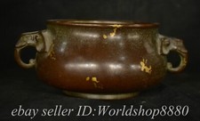 7.2" Xuande Marked Chinese Purple Bronze Dynasty Elephant incense burner Censer