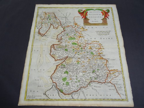 Antique map lancashire by - lancashire,