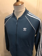 RETRO ADIDAS TRACKSUIT TOP SIZE LADIES 10 BLUE / GREY