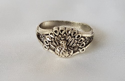 Ring peacock bird silver - peacock,