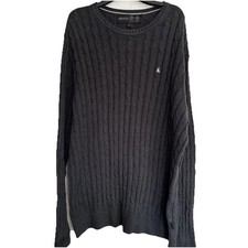 Musto Cable Knit Sweater Mens Size XXL Dark Grey Crewneck Embroidered Logo