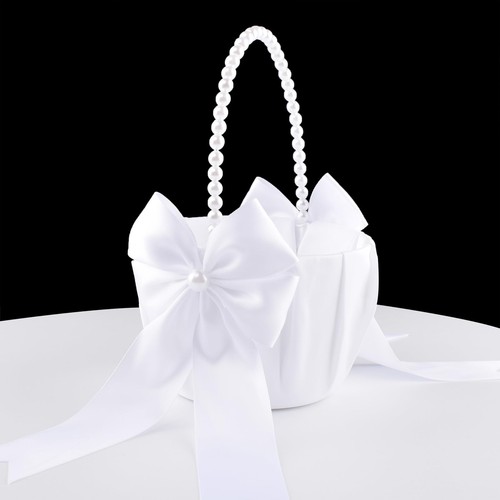White wedding flower girl - white,