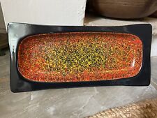 Vintage Fire Enamel Large Dish Bowl Statement Red Yellow Black Lava Modernist