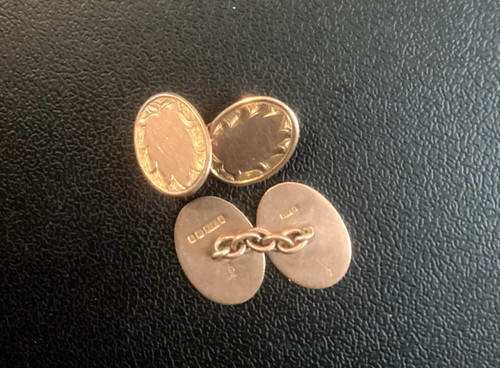 Gold cufflinks hallmarked - 9, ct