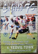 FOOTBALL PROGRAMME - ENFIELD v YEOVIL TOWN ( JCJS LEAGUE PREMIER DIVISION 1996)