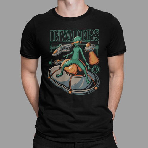 Alien invaders retro - invaders, t-shirt