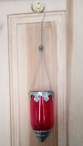 Moroccan red glass hanging - glass,