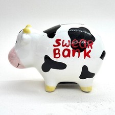 Cow Swear Bank Money Box - Fun Novelty Ceramic Savings Piggy Bank