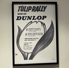 BMC Austin Morris Mini Cooper S Tulip Rally Win Dunlop ‘64 Garage WallArt Poster