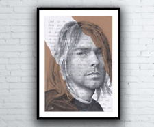 Kurt Cobain Portrait Drawing Art Print Smells like Teen Spirit Nirvana Lyrics 