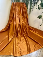 Rust Burnt Orange Faux Silk Eyelet Pair Curtains 66Wx90D Shimmery Unlined