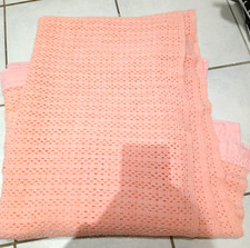 Vintage Earlys Of Witney Mill Peach Cellular Knit Style Blanket Bedspread Cover