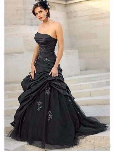 Black gothic wedding dresses - black,