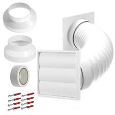 Air Conditioning External Vent Kit 4" 5" 6" 100mm 125mm 150mm White Wall Duct