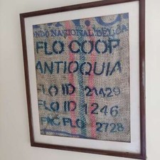 Vintage Hessian coffee sack in a lovely frame