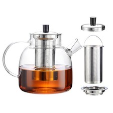 45oz/1300ml Glass Teapot with Removable Infuser Stovetop Safe Large Tea Pot UK
