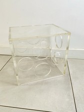 Vintage Clear Perspex Box Side Table 