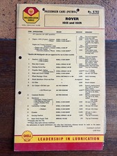 Vintage Shell Lubrication Chart Rover 105S & 105R