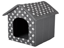 Hobbydog Dog House, Grey with Paws, S