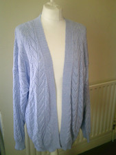 ladies peacocks open front blue cardigan size xl.