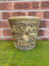 Vintage 1950s Hillstonia Stoneware Plant Pot – Textured Bark Design – 19.5cm