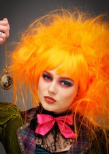 Womens Orange Mad Hatter Style Fancy Dress Fairytale Wig HAT NOT INCLUDED