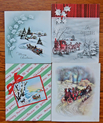 Four vintage merry christmas - merry,