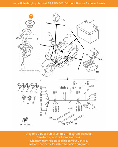 Yamaha key set - key, 3b3-wh203-00