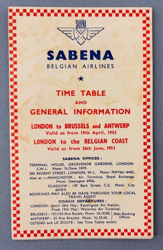 Sabena airline timetable - sabena,