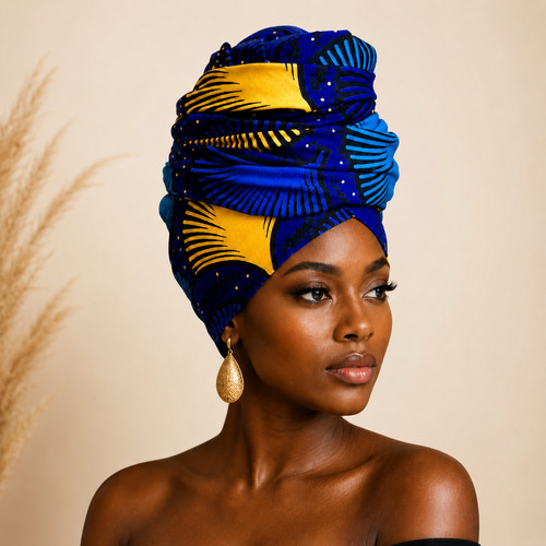 African print head - print, wrap