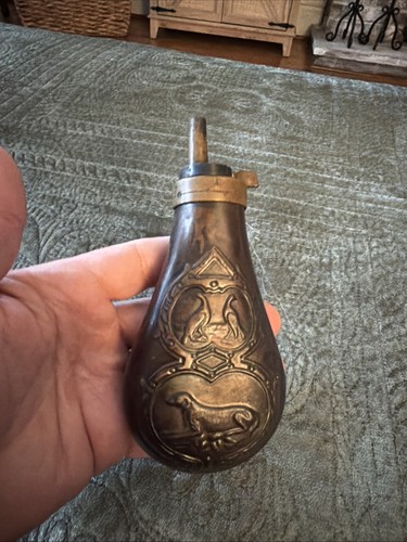 Copper black powder flask with - copper,