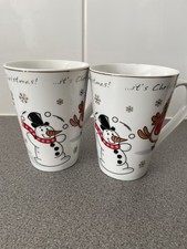 Set of 2 x Christmas Santa Claus Robin Reindeer Snowmen Mugs