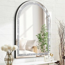 Crystal Crush Diamond Arch Wall Mirror Hang Sparkling Decor Frameless 45x65CM