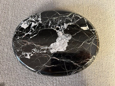 Italian OVAL Art Deco Marble Display Plinth Stand Base in Black Onyx 17cmx 22cm