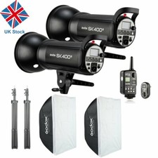 UK Godox 2x 400w SK400II Studio Strobe Flash Light Kit F Photo Shooting Wedding