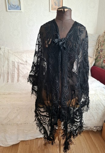 Antique victorian black tulle - victorian,