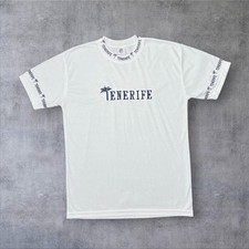 Early 00’s Tenerife Embroidered Souvenir Spellout Trim Poly  T-Shirt Medium