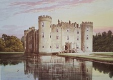 Shirburn Castle near Watlington, Oxfordshire. Circa 1875 genuine antique print.