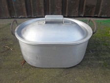 Vintage Swan Brand 15" aluminium fish kettle steamer poacher saucepan pan + Lid