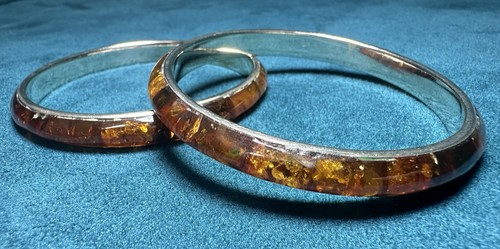 Amber bangle bracelet pair - bangle,