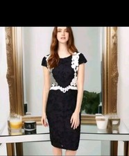 Phase Eight Size 16 Tape work Daphne Lace navy white wedding dress Outfit Ascot 