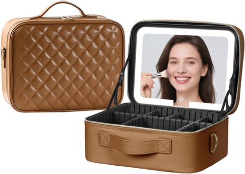 Leather quilted makeup - quilted, case