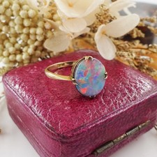 Antique 9ct gold Opal ring, UK size L, Australian doublet