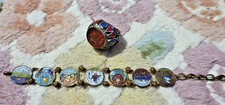 Turkish Ottoman Vintage Ring With Carnelian Seal And Enameled Bracelet