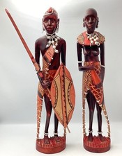 Pair Of Wooden Masai Carvings