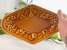 Plate Diamond Shape Dish Fruit Motif Majolica Royal Worcester Crown Ware England