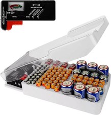 Battery Organiser Storage Case Box Holder with Tester AA AAA CD 9V System Home