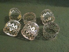 Set of 6 Silver Tone Coloured Pierced Metal Serviette Holder Napkin Rings