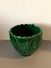 Vintage large Sylvac ceramic Vase/Urn/Plant Pot, dark green, hyacinth, 2489