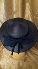 Mitzi Lorenz Vintage Ladies Fibre Hat with Nylon Band & Bow - Pre-owned - Navy